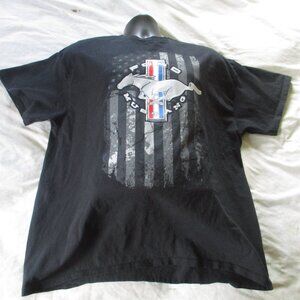 JH Design Black Ford Mustang Screen Printed Short Sleeve Tee Shirt Men's Size XL